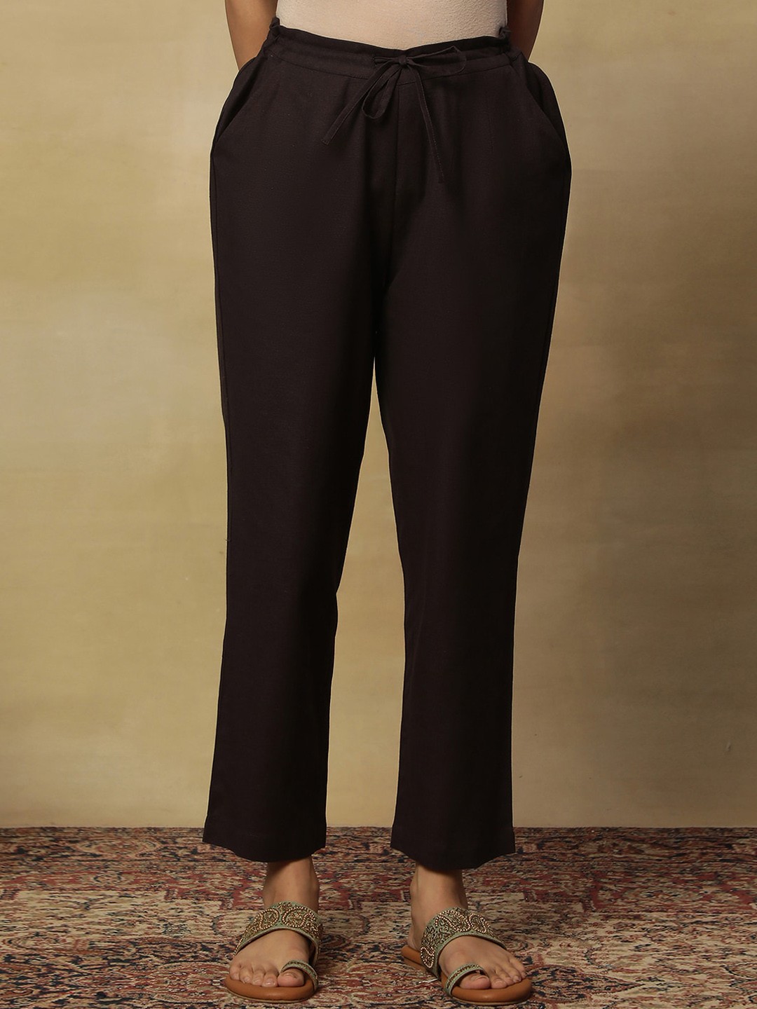 

W Women Mid Rise Trousers, Coffee brown