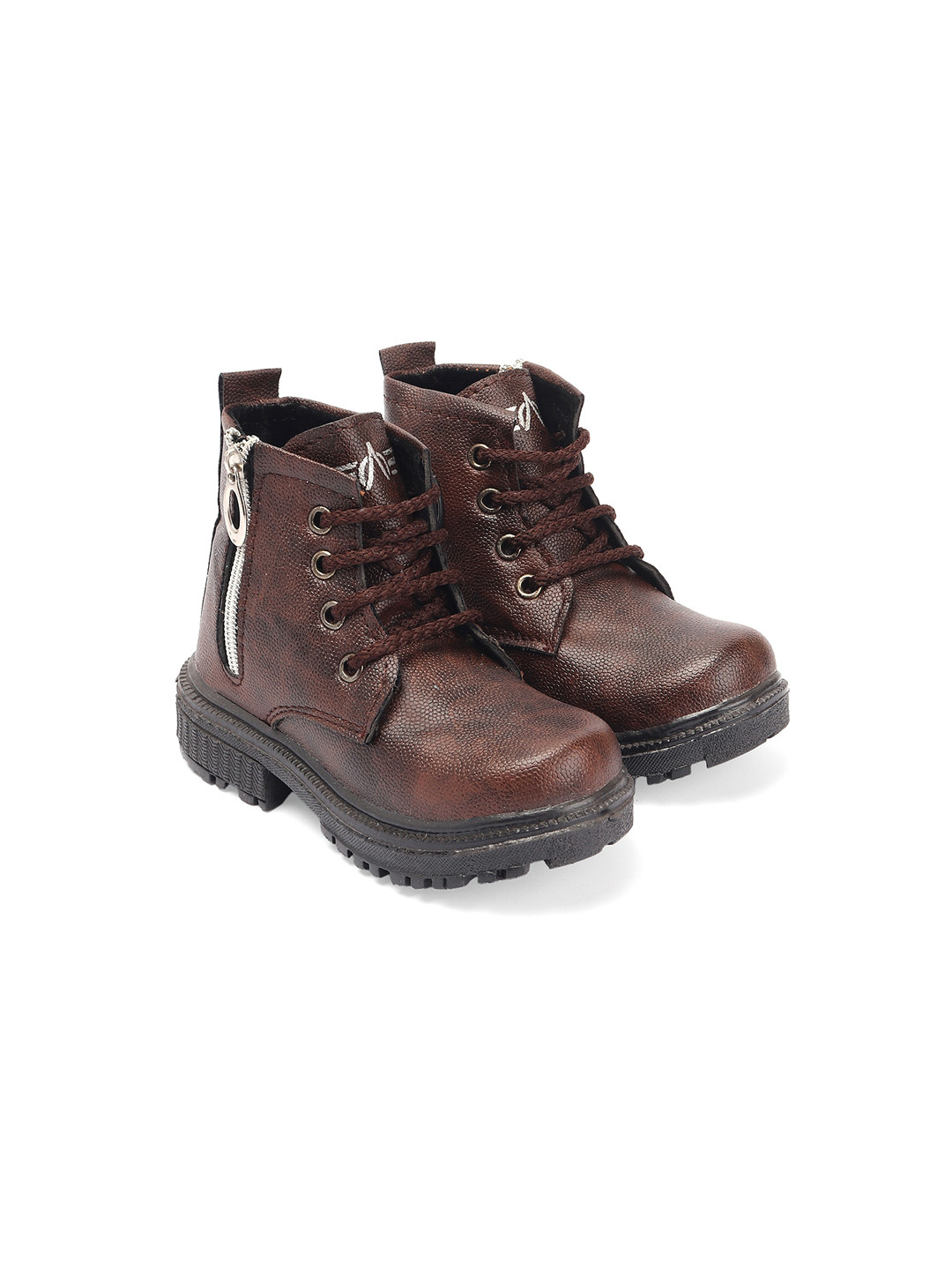 

BAESD Boys Mid Top Textured Regular Boots, Brown