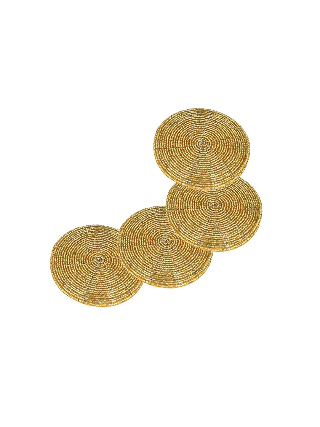 

PRISHA INDIA CRAFT 4 Pieces Gold-Toned Beads Coasters