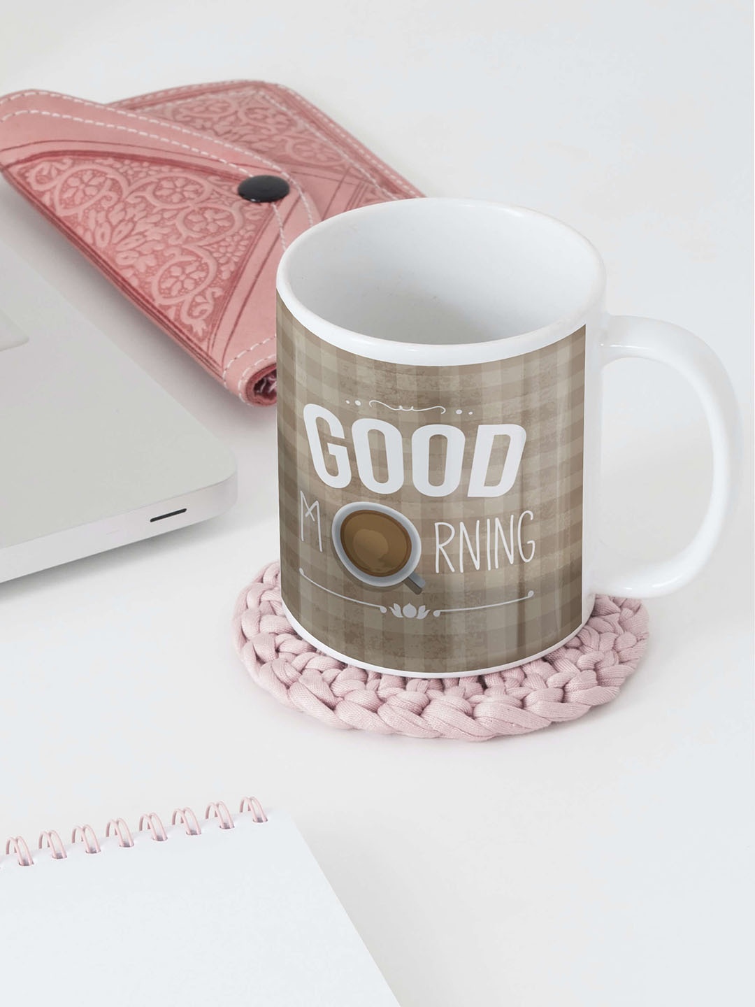 

BOOTCO White & Brown Printed Ceramic Glossy Mug 330 ml