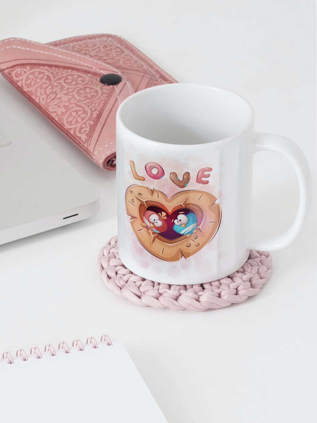 

BOOTCO White & Red Love Printed Ceramic Glossy Coffee Mug - 330 ML