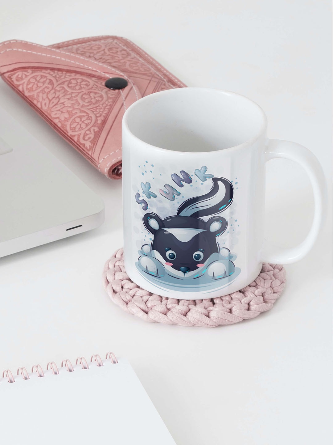 

BOOTCO White & Navy Blue Printed Ceramic Glossy Coffee Mug 330 ml