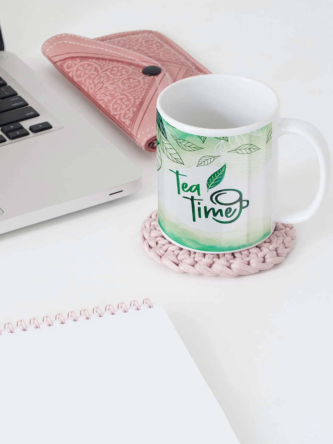 

BOOTCO Green & White Printed Ceramic Glossy Mug 330 ml