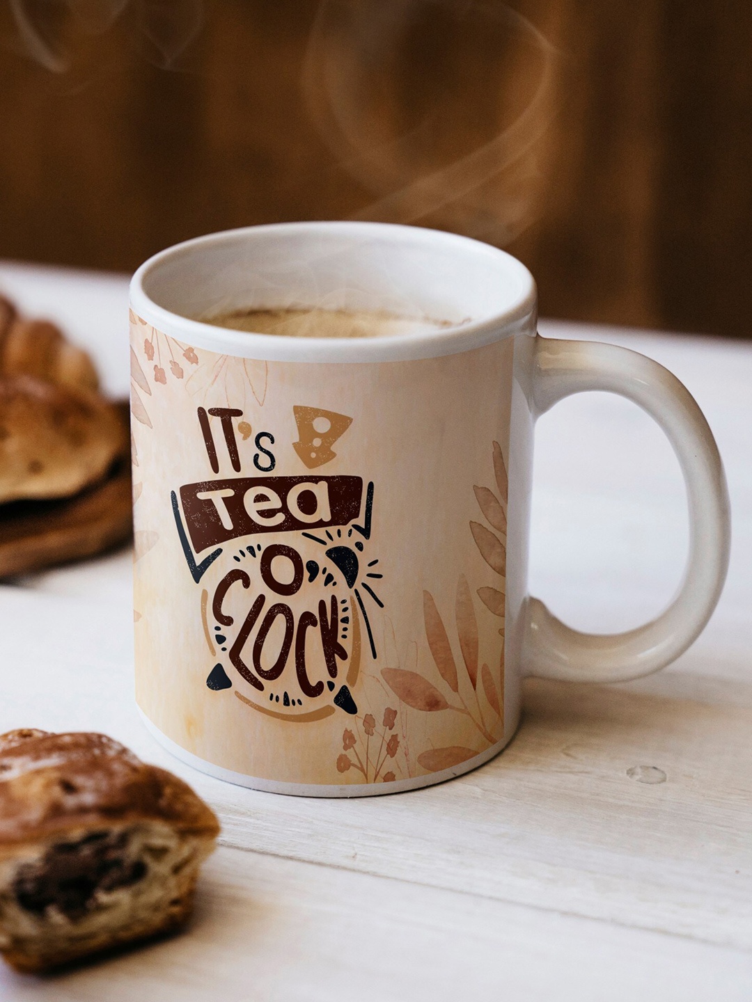 

BOOTCO Peach-Coloured & Brown Text or Slogans Printed Ceramic Glossy Mug 330 ML