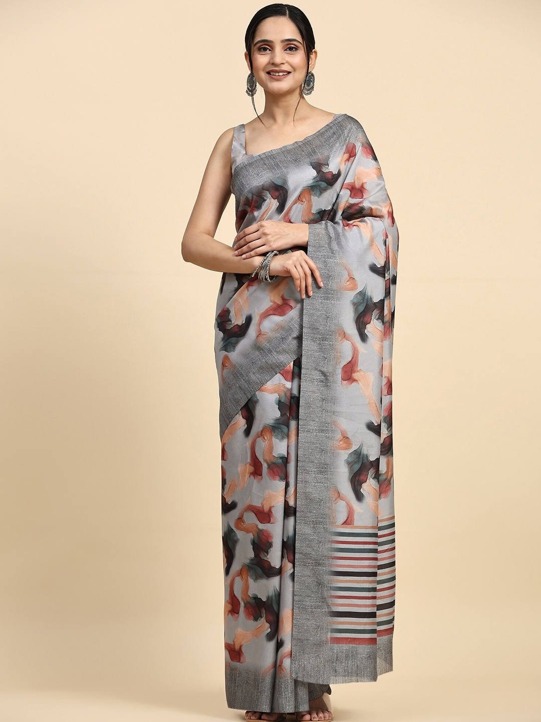 

RACHNA Abstract Printed Saree, Grey