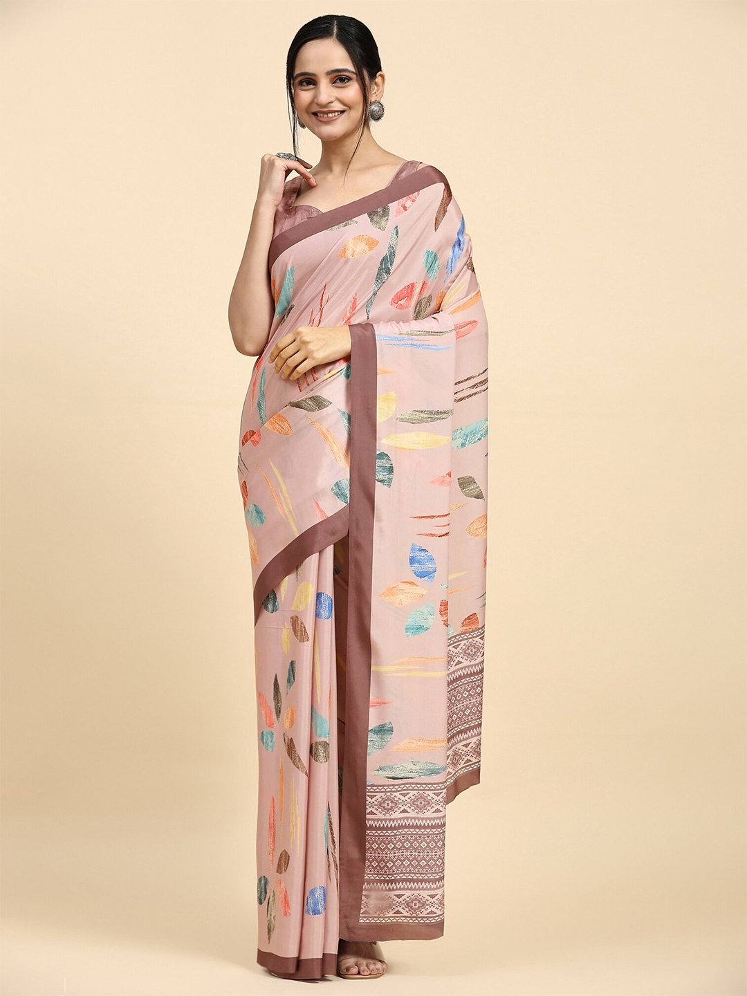 

RACHNA Abstract Printed Mangalagiri Saree, Peach