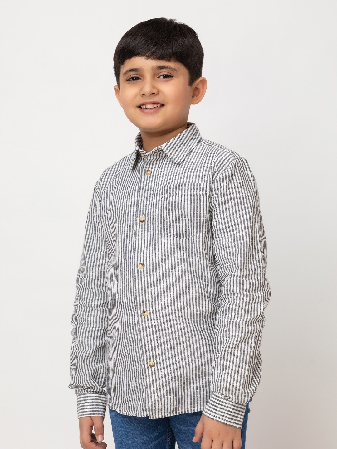 

Purple United Kids Boys Striped Cotton Casual Shirt, Black