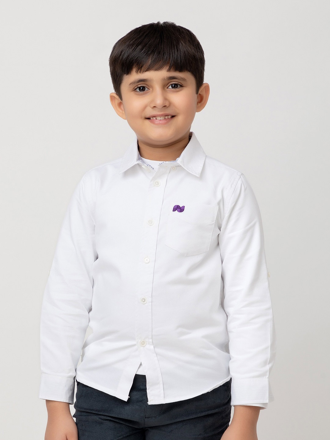 

Purple United Kids Boys Cotton Casual Shirt, White