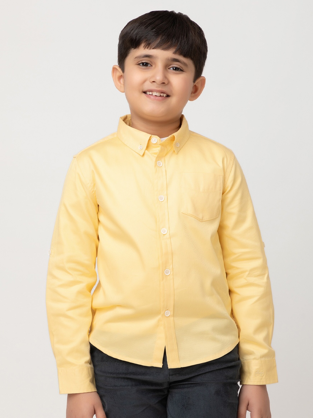 

Purple United Kids Boys Button Down Collar Cotton Casual Shirt, Yellow