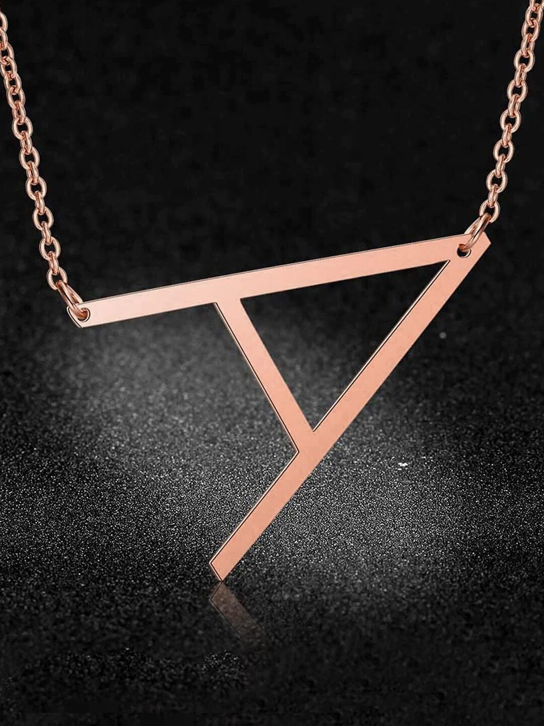 

PeoraRose Gold-Plated A Alphabet Shape Necklace, Rose gold
