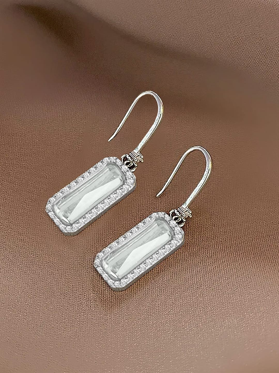 

Peora Silver Plated Cubic Zirconia Studded Drop Earrings
