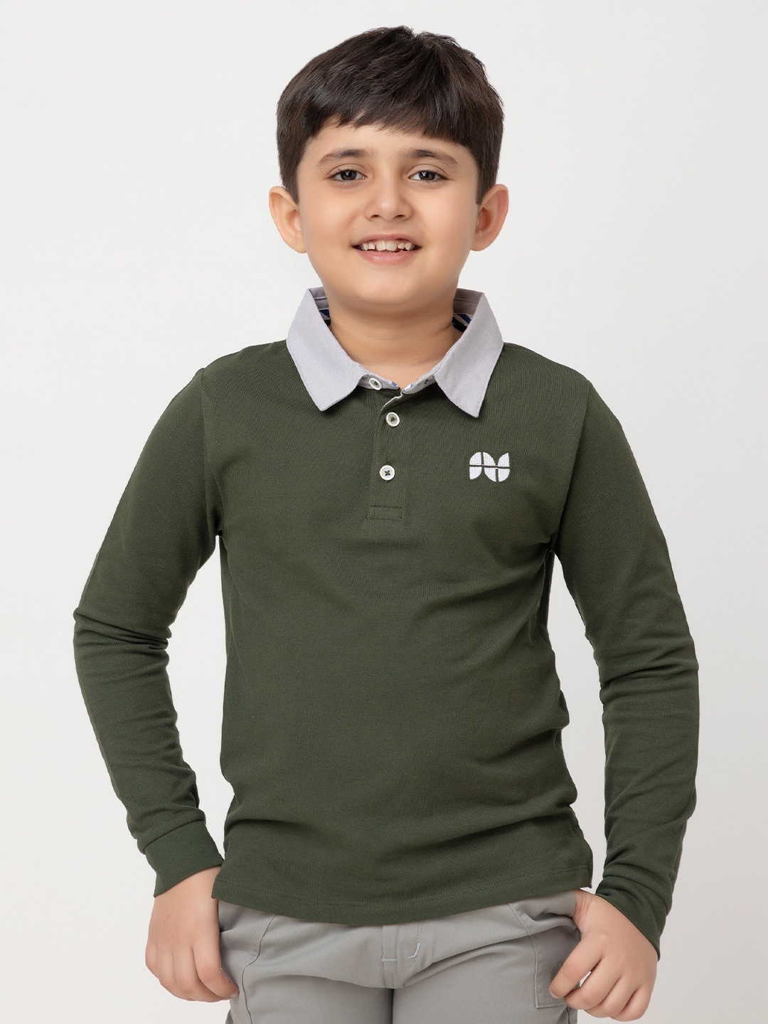 

Purple United Kids Boys Polo Collar Long Sleeves Cotton T-shirt, Olive