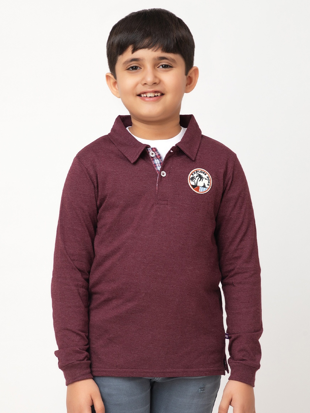 

Purple United Kids Boys Polo Collar Long Sleeves Cotton T-shirt, Maroon
