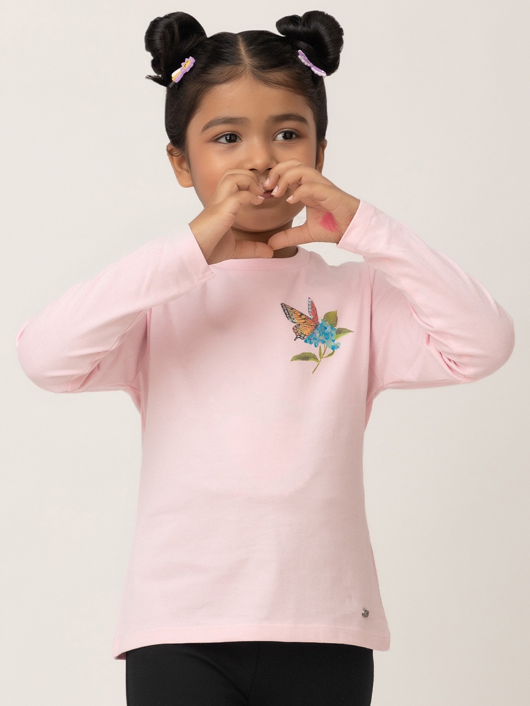 

Purple United Kids Girls Graphic Printed Long Sleeves Cotton T-shirt, Pink