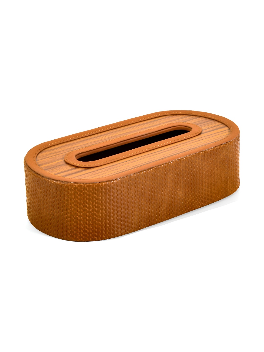 

ICHKAN Capsule Tan Textured Vegan Leather Wooden Tissue Holder