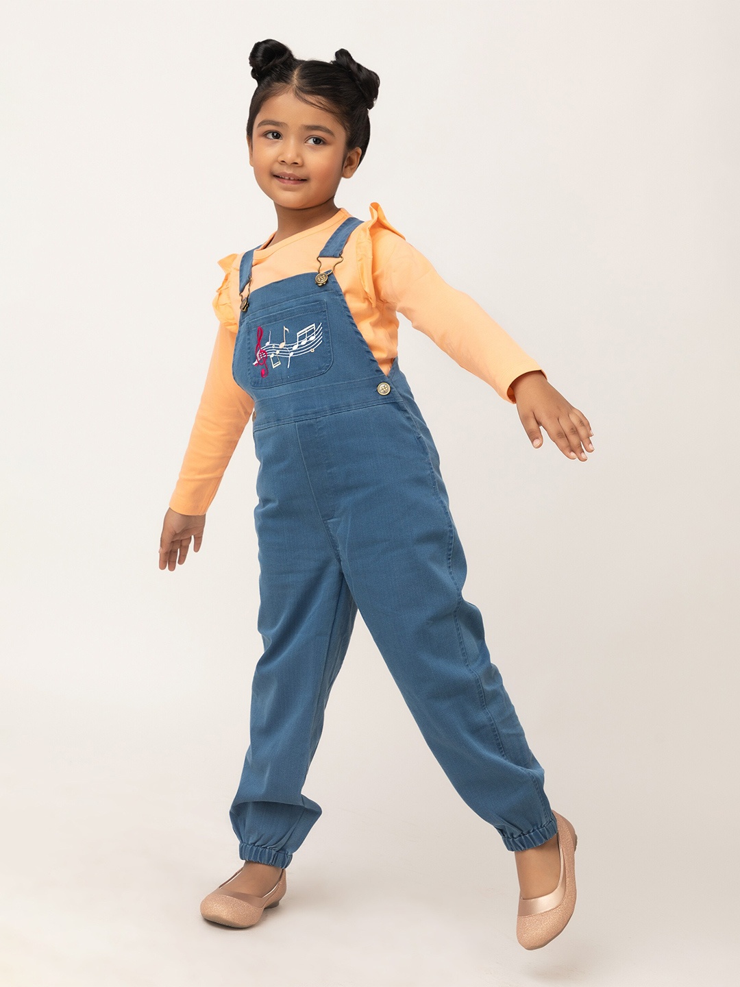 

Purple United Kids Girls Shoulder Straps Cotton Dungarees, Blue