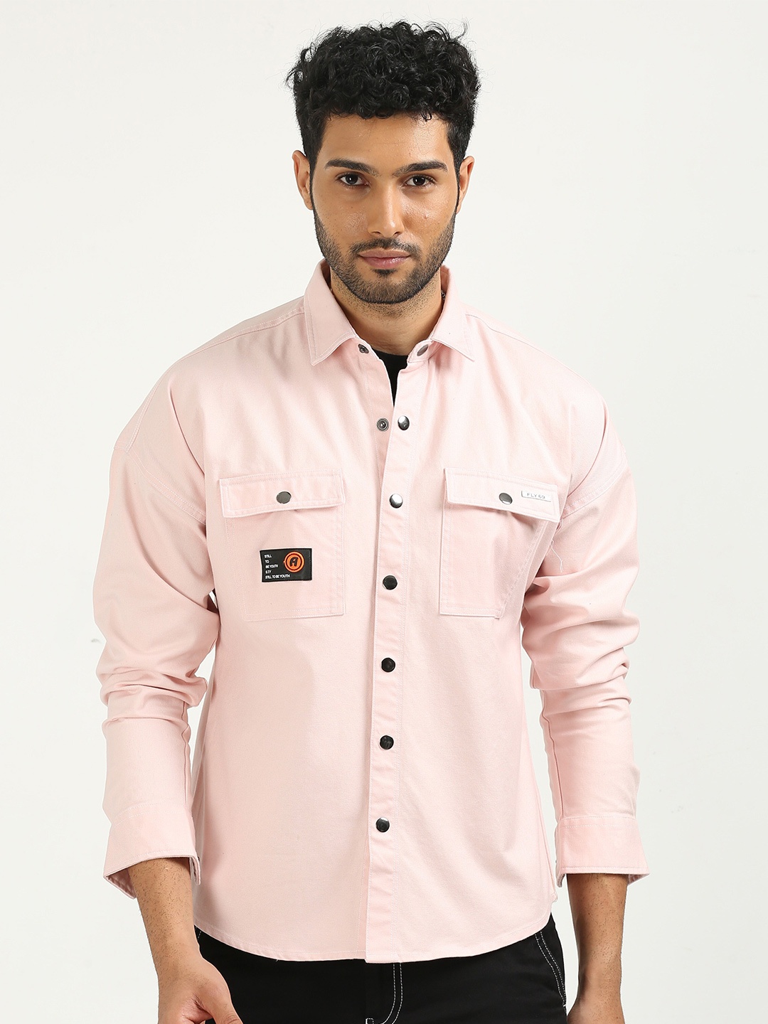 

FLY 69 Premium Slim Fit Pure Cotton Shackets, Pink