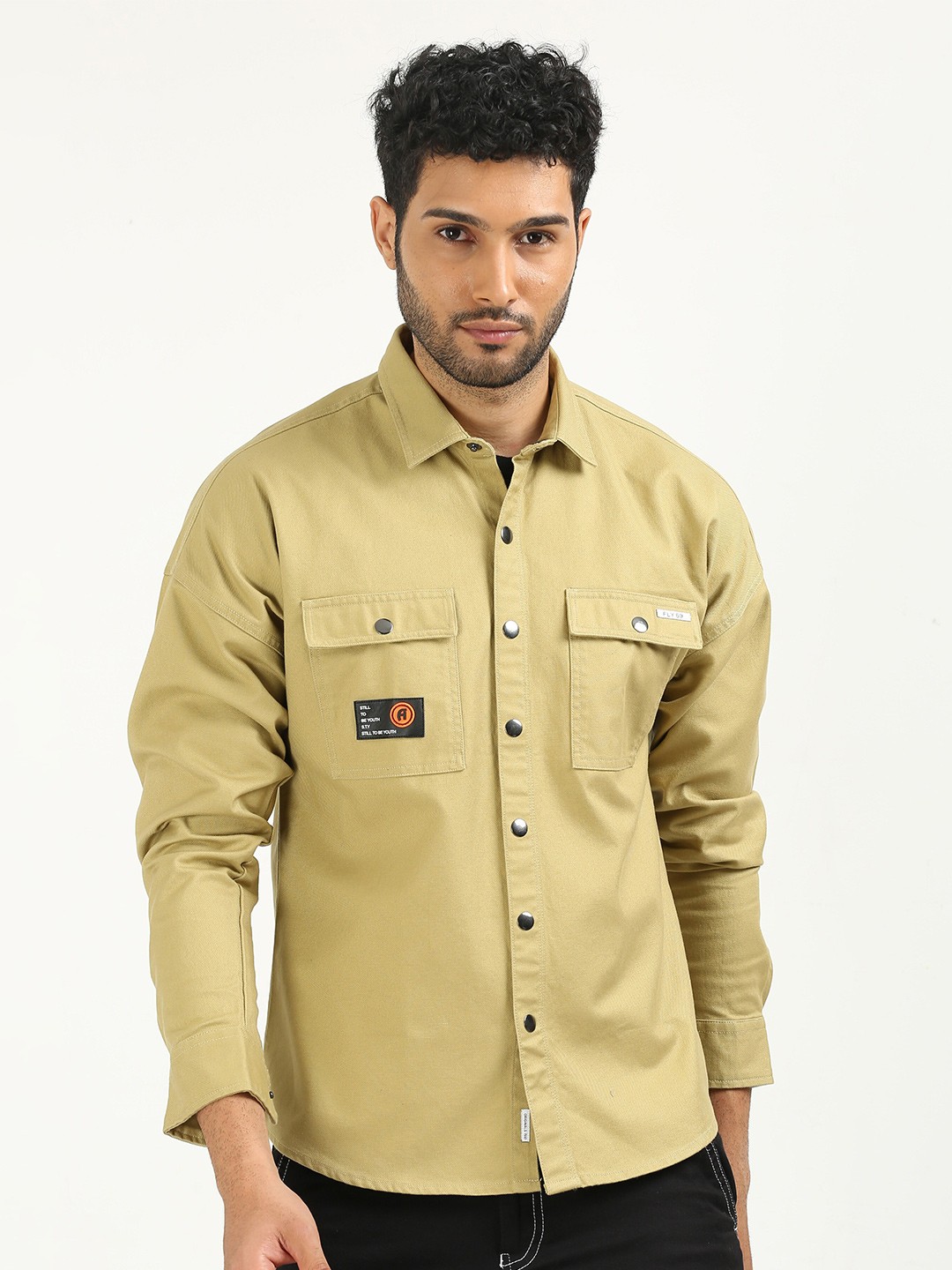 

FLY 69 Premium Slim Fit Pure Cotton Casual Shirt, Camel brown