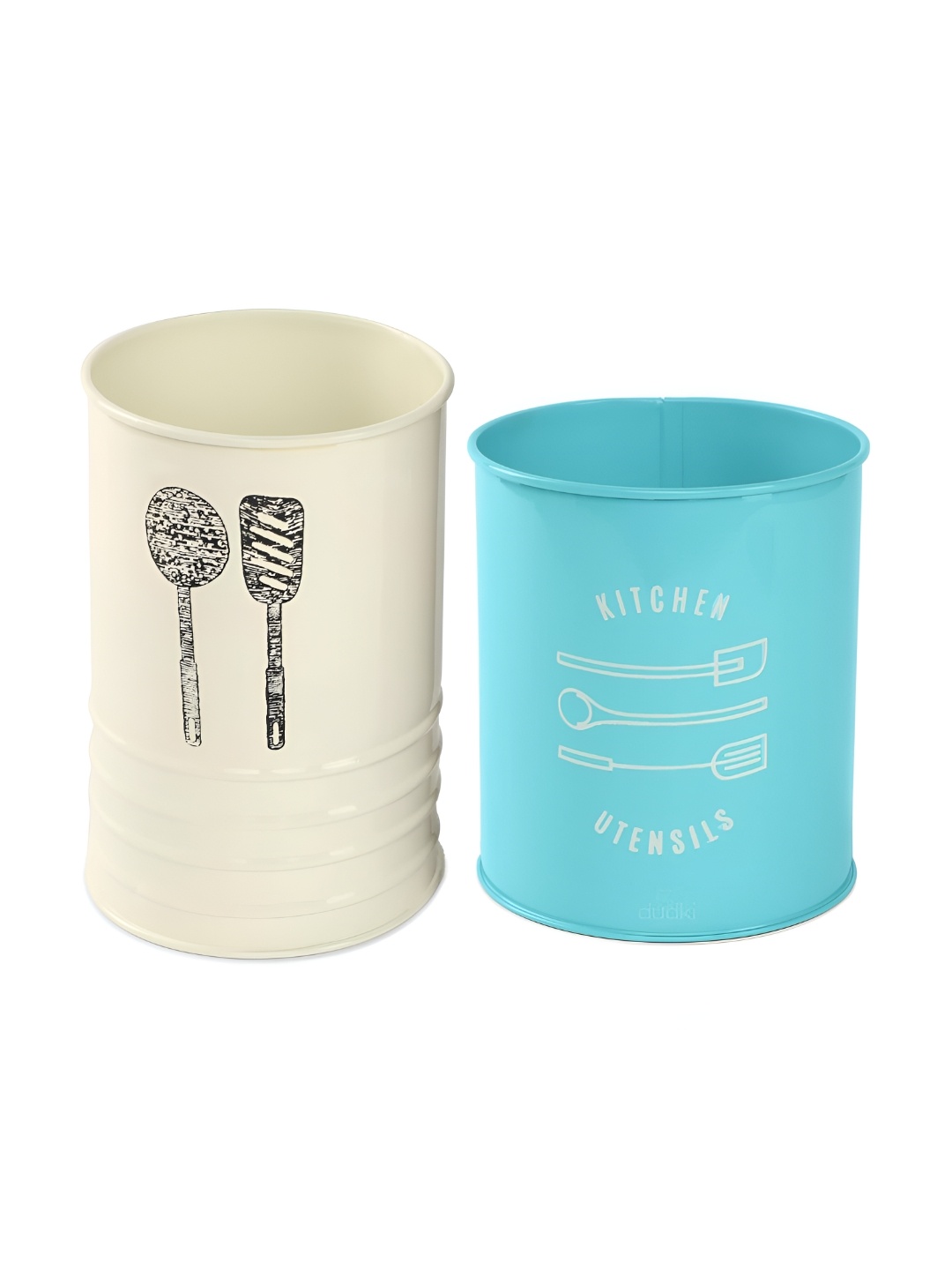 

dudki Off White & Blue 2 Pieces Printed Metal Cutlery Holders