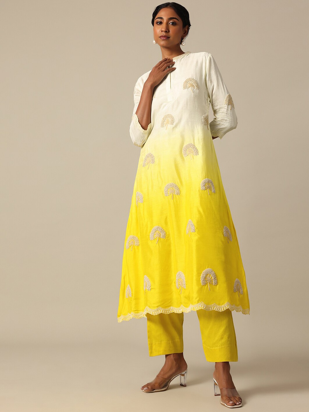 

KALKI Fashion Ethnic Motifs Embroidered Kurta & Trouser, Yellow