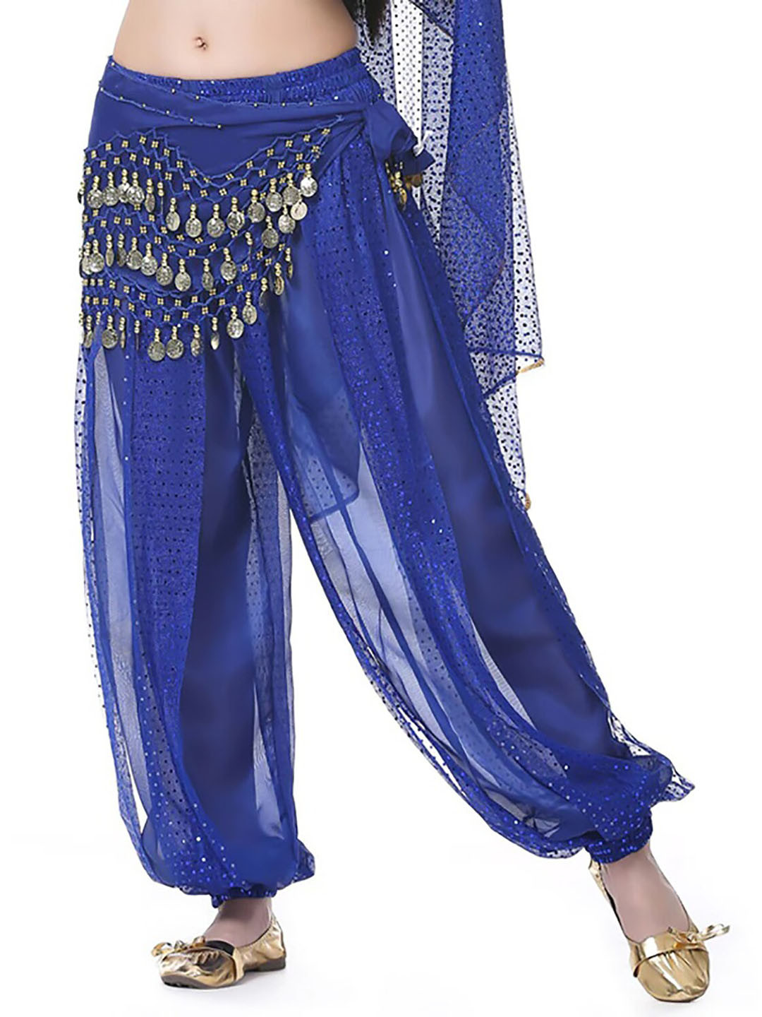 

JENNA Women Embellished Harem Pant With Hip Scarf, Blue