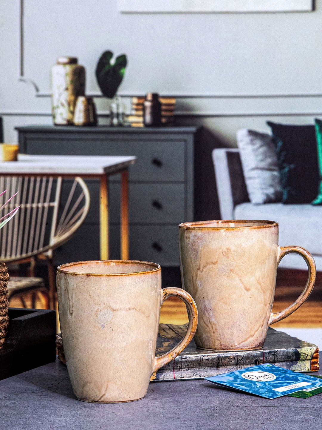 

Roxx Beige 4 Pieces Ceramic Glossy Mugs 350 ml Each