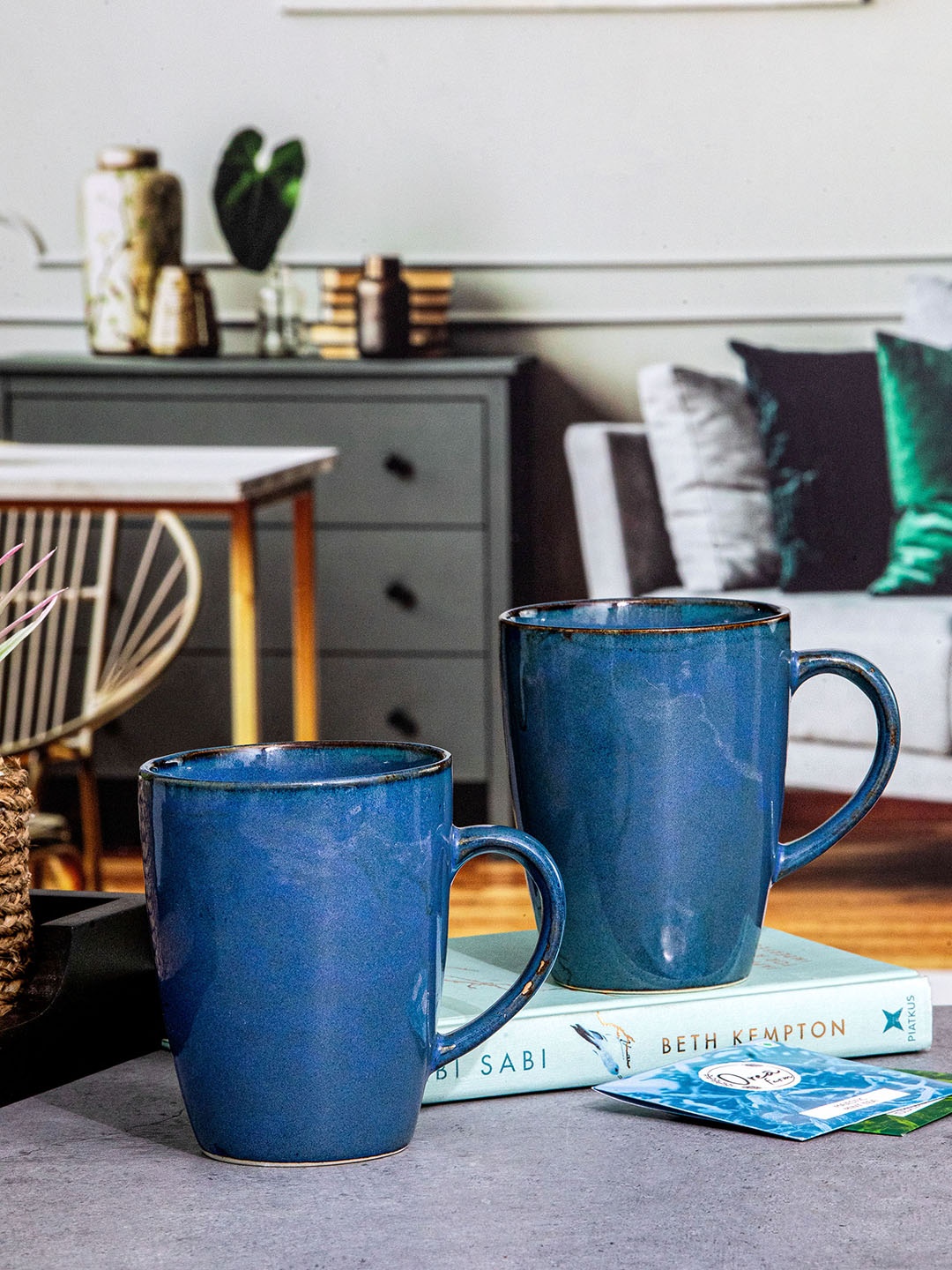 

Roxx Blue 4 Pcs Ceramic Glossy Mugs 350 ml