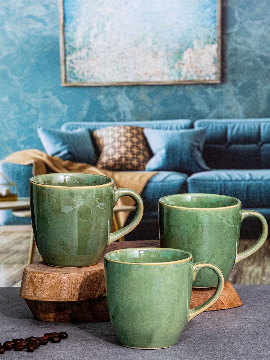 

Roxx Green 6Pieces Ceramic Glossy Coffee Cups 250 ml