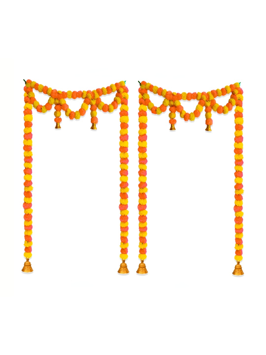

iHandikart Orange & Yellow 2Pcs Hanging Marigold Artificial Flower