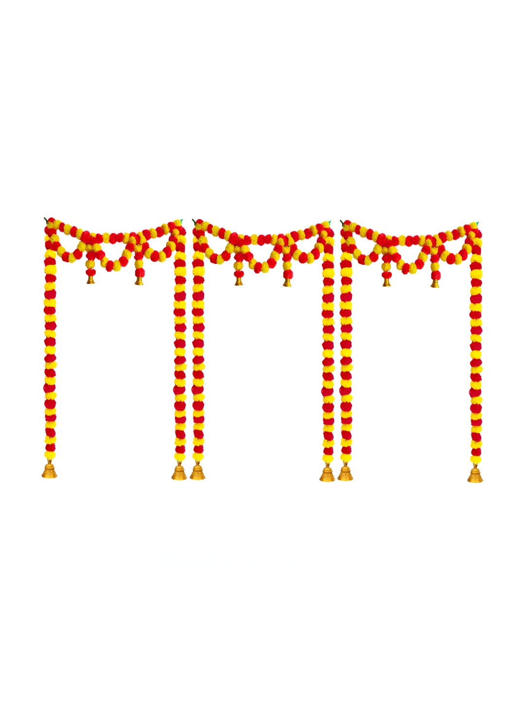 

iHandikart Red & yellow 3 Pieces Hanging Marigold Artificial Flower