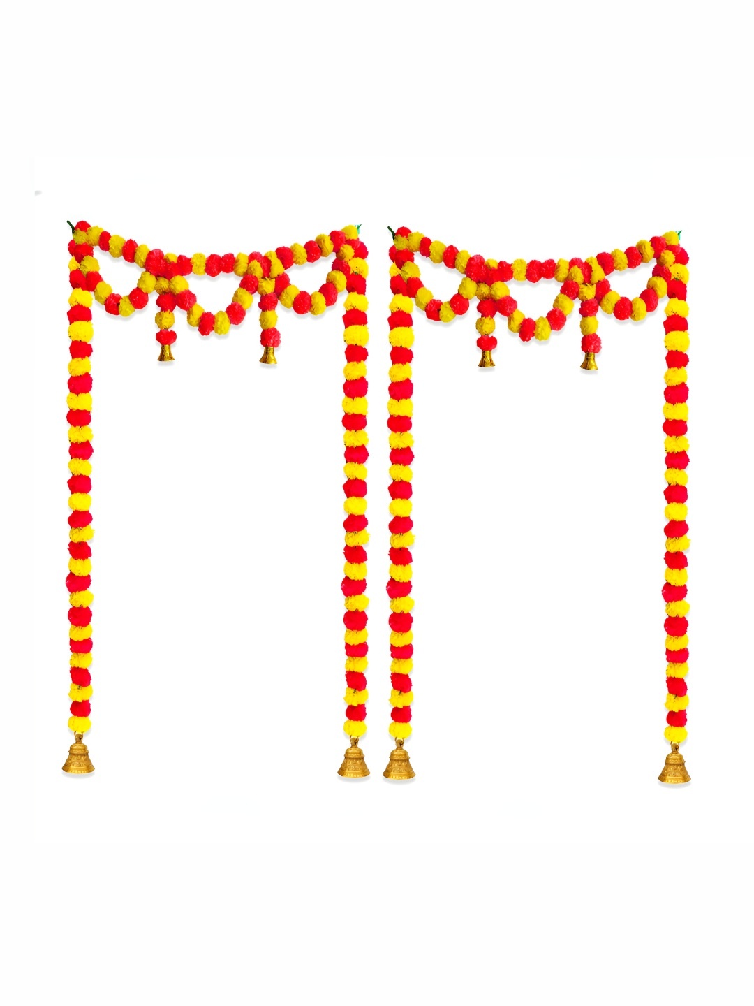

iHandikart Orange Yellow 2 Pieces Hanging Marigold Artificial Flower