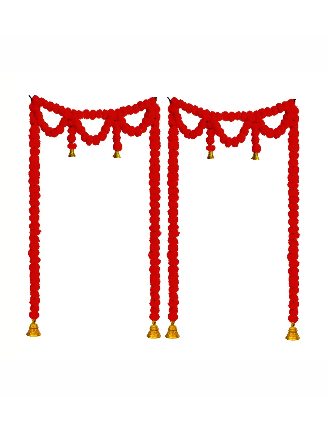 

iHandikart Red 2 Pieces Hanging Marigold Artificial Flower, Multi