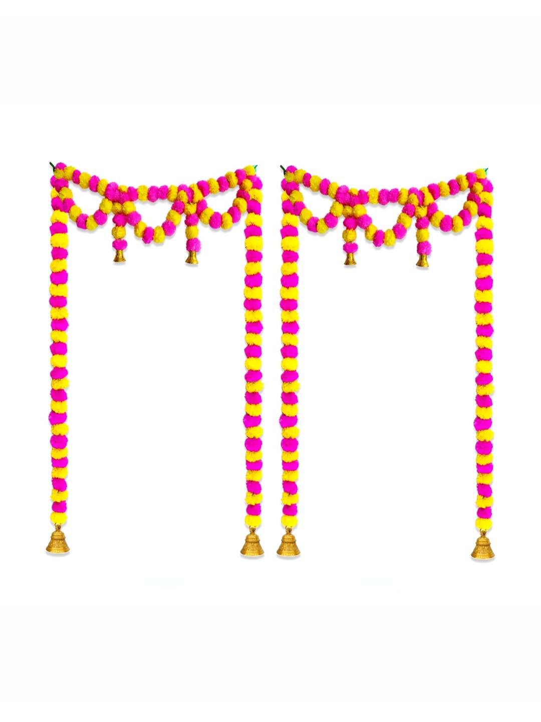 

iHandikart Pink & Yellow 2Pcs Hanging Marigold Artificial Flower