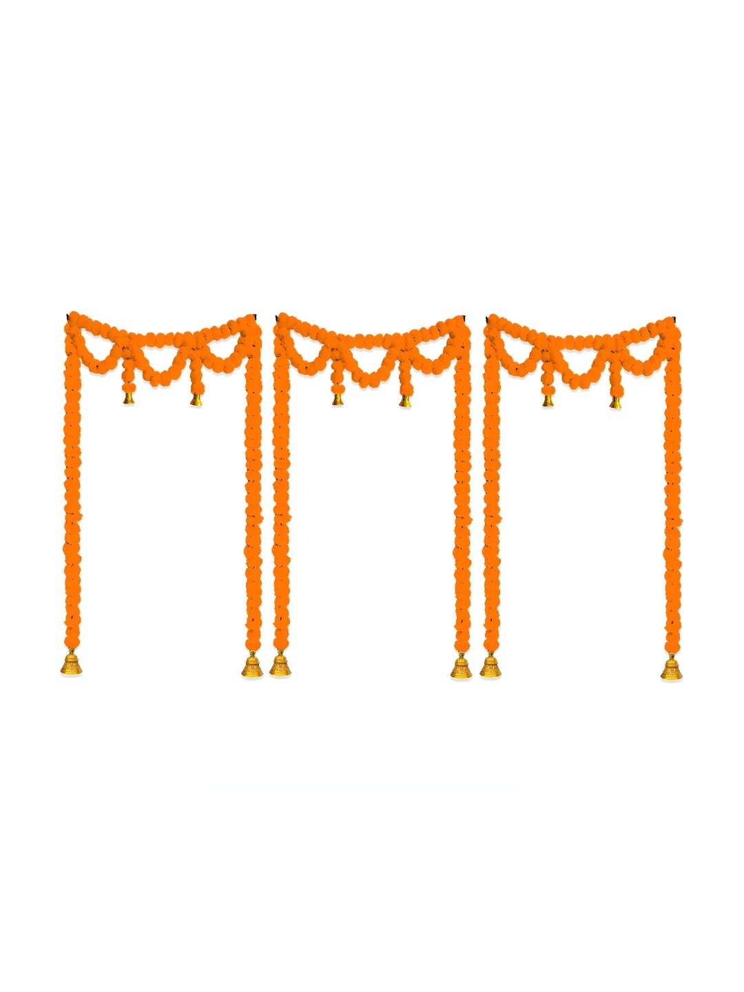 

iHandikart Orange & Gold-Tone 3Pieces Hanging Marigold Artificial Flower