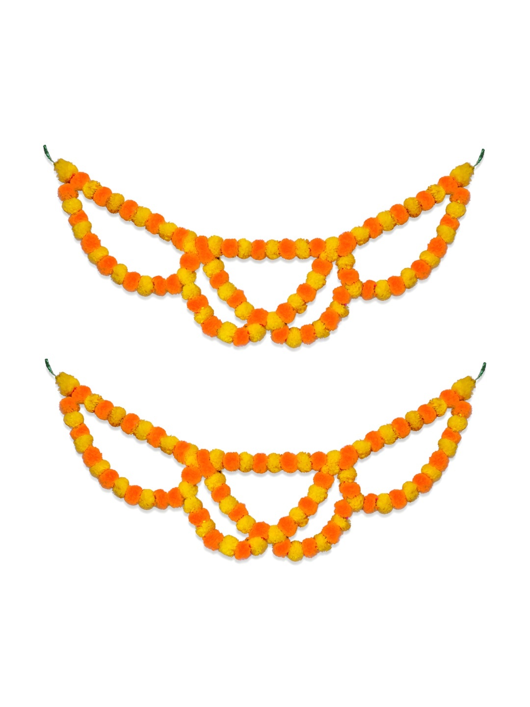 

iHandikart Orange & Yellow 2Pieces Hanging Marigold Artificial Flower