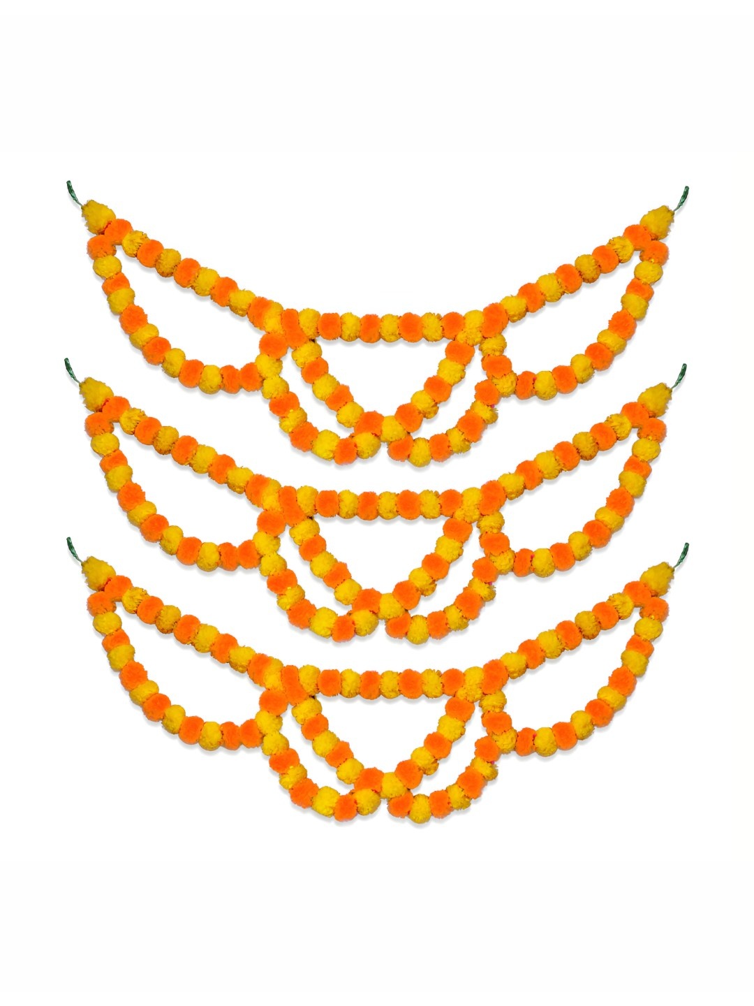 

iHandikart Orange & yellow 3Pieces Hanging Marigold Artificial Flower