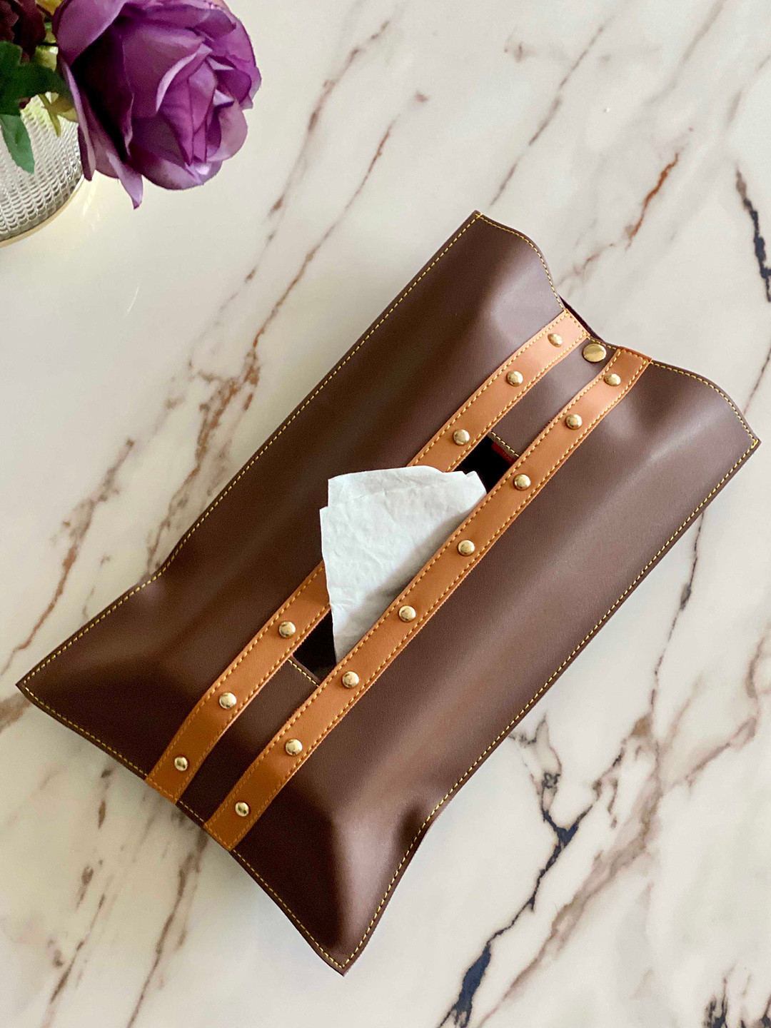 

Mason Home Brown & Tan Faux Leather & MDF Tissue Cover