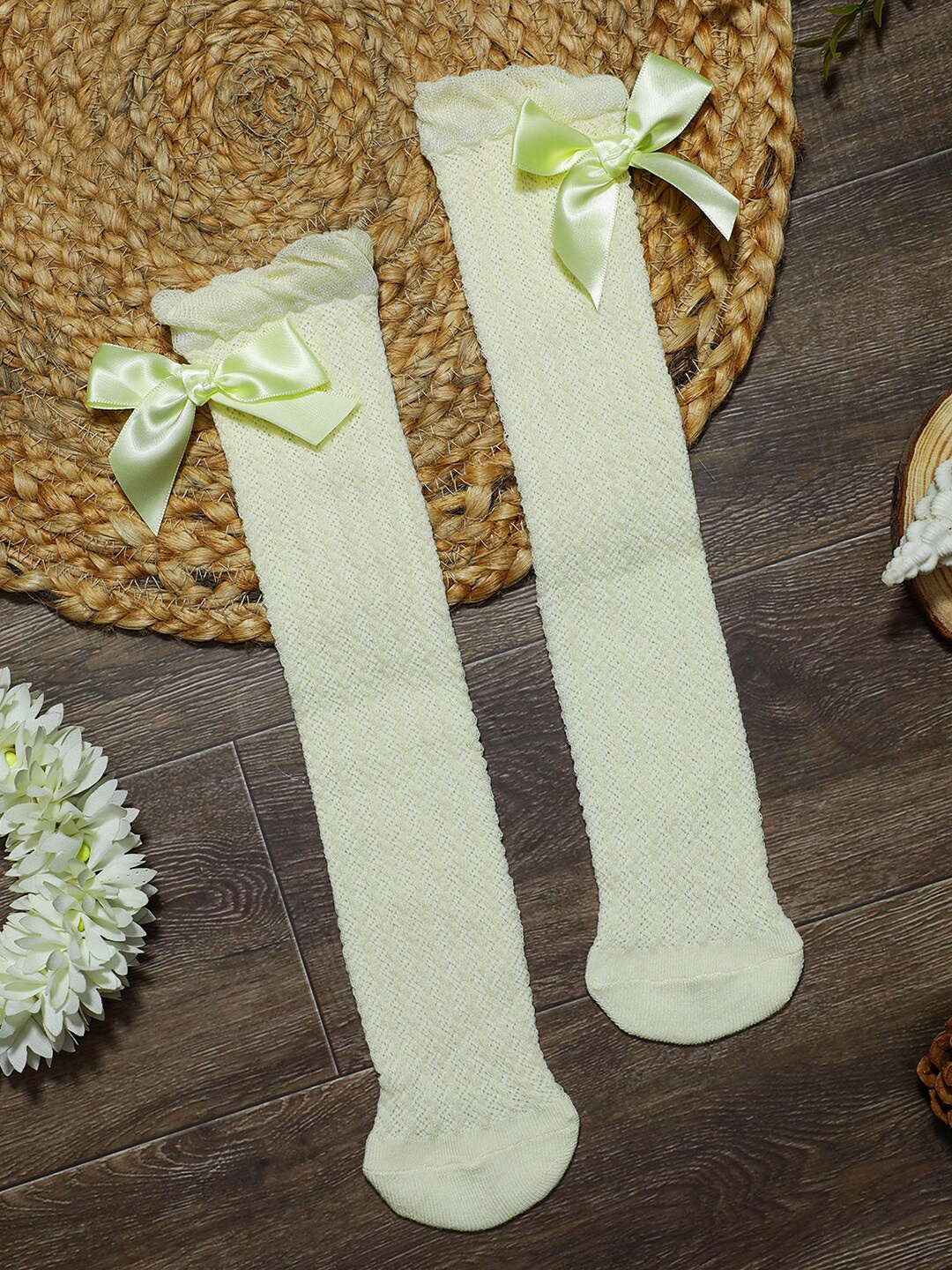 

EL REGALO Girls Patterned Above Ankle-Length Socks, Yellow