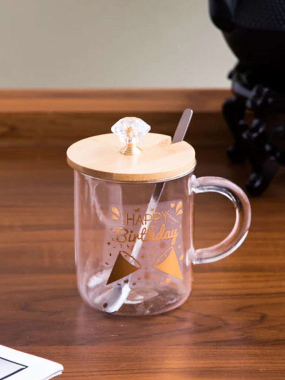 

THEDECORKART Transparent Printed Mug 300 ML