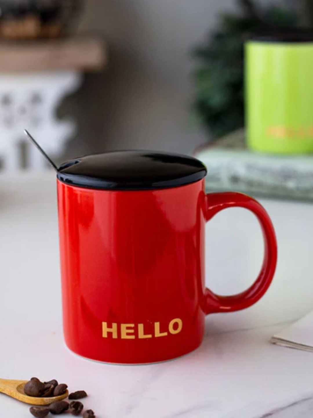

THEDECORKART Red & Black Ceramic Glossy Mug 300 ml
