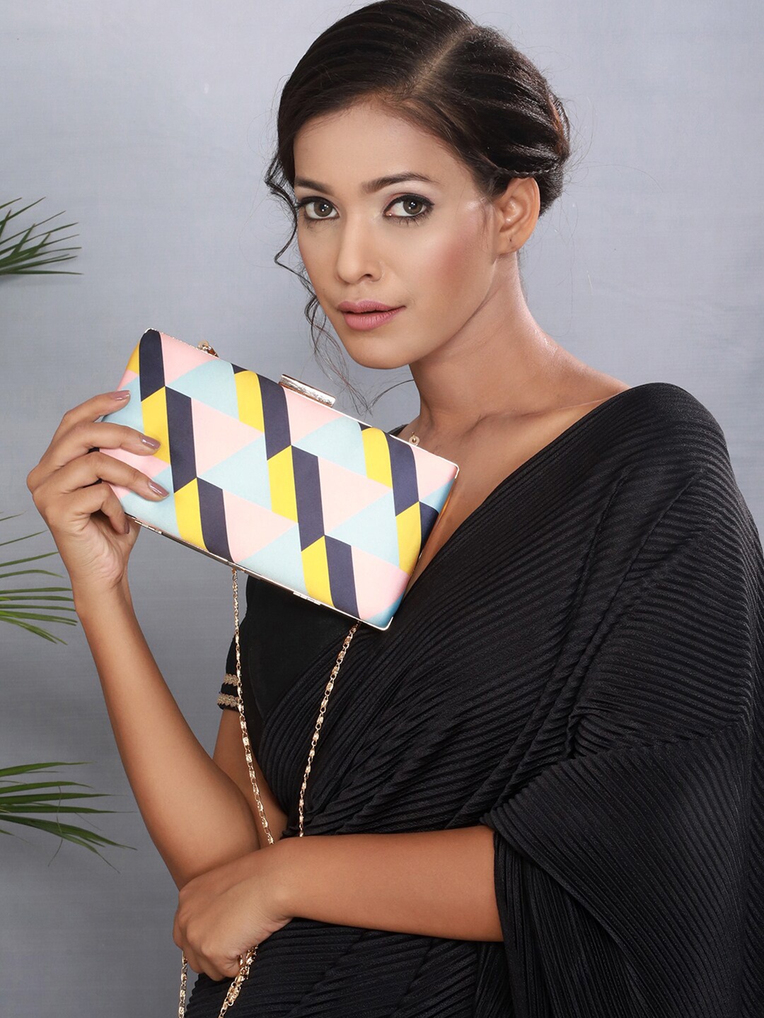 

Jazz and Sizzle Geometric Printed Box Clutch, Blue