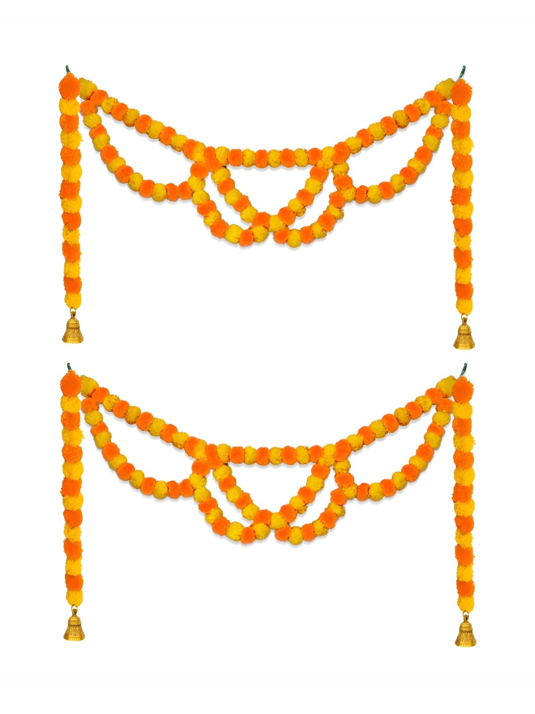 

iHandikart Orange & Yellow 2 Pieces Hanging Marigold Artificial Flower