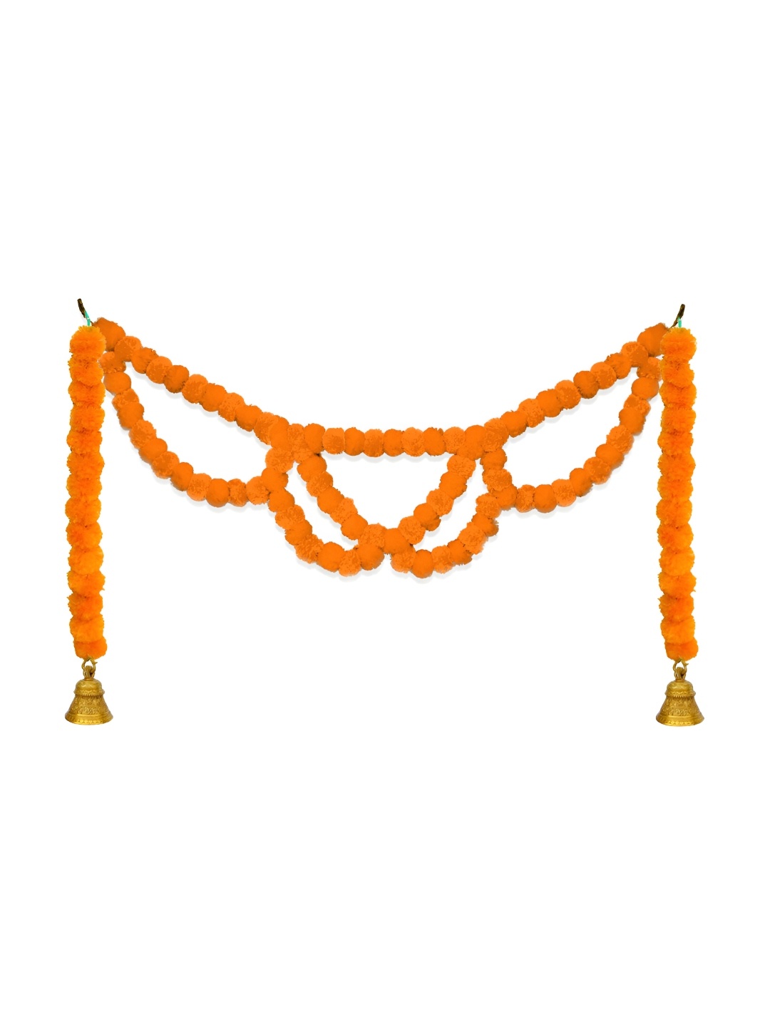 

iHandikart Orange Hanging Marigold Fluffy Artificial Flower