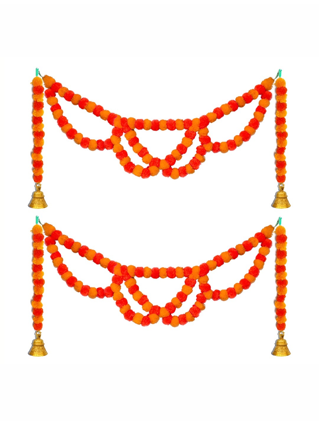 

iHandikart Orange & Yellow 2 Pieces Hanging Marigold Artificial Flower