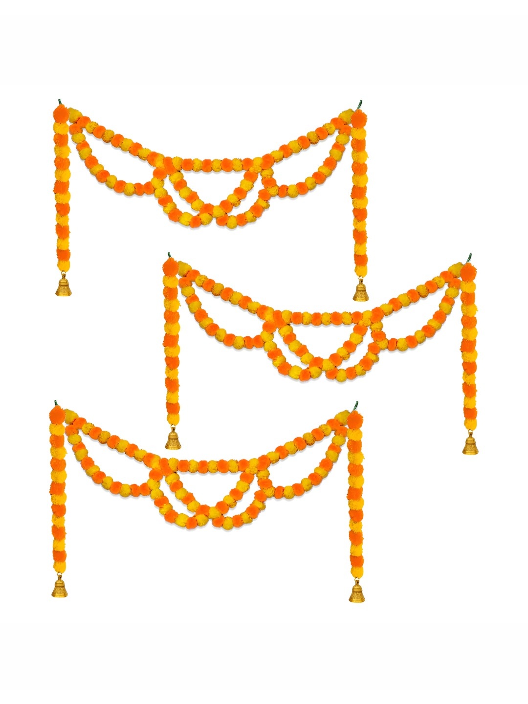 

iHandikart Orange & Yellow 3 Pieces Hanging Marigold Artificial Flower