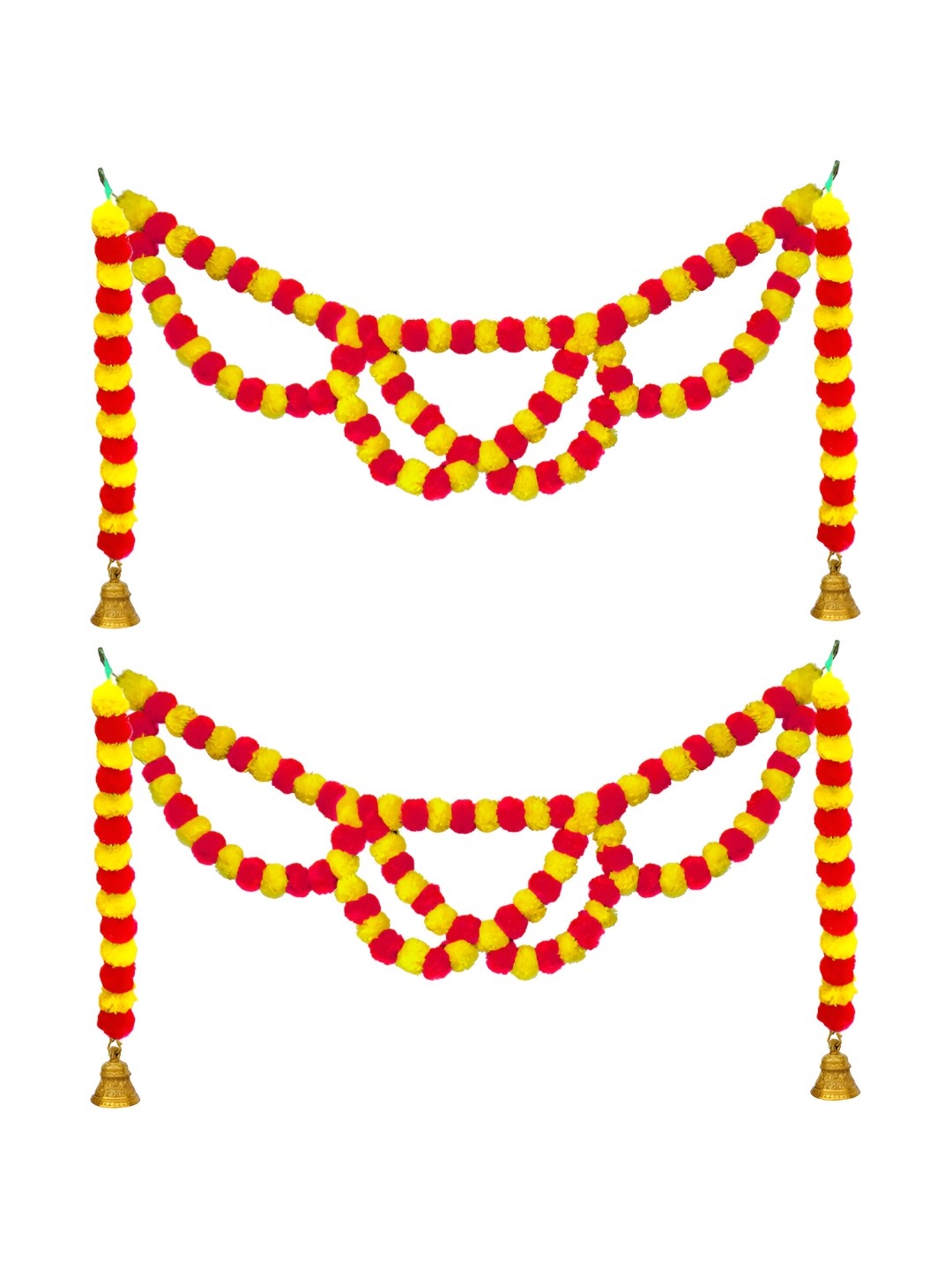 

iHandikart Red & Yellow 2 Pieces Hanging Marigold Artificial Flower