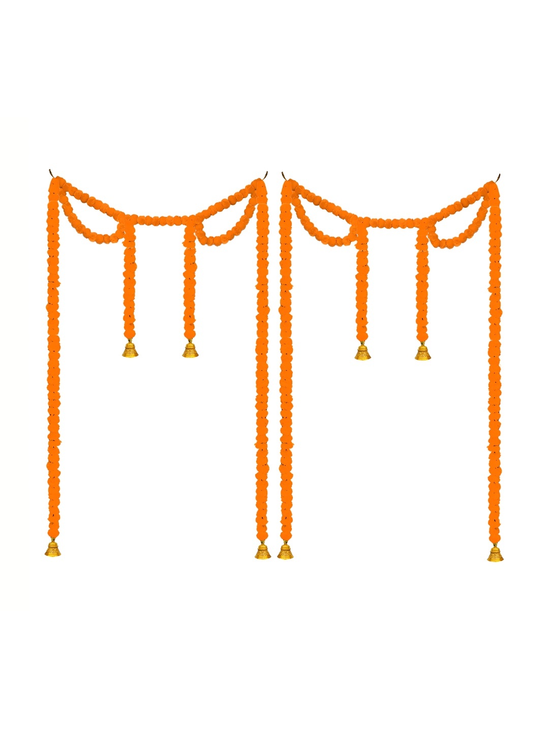 

iHandikart Orange 2 Pieces Hanging Marigold Garland Artificial Flower