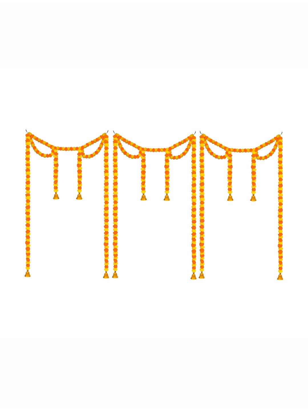 

iHandikart Yellow 3 Pieces Hanging Marigold Garland Artificial Flower, Orange