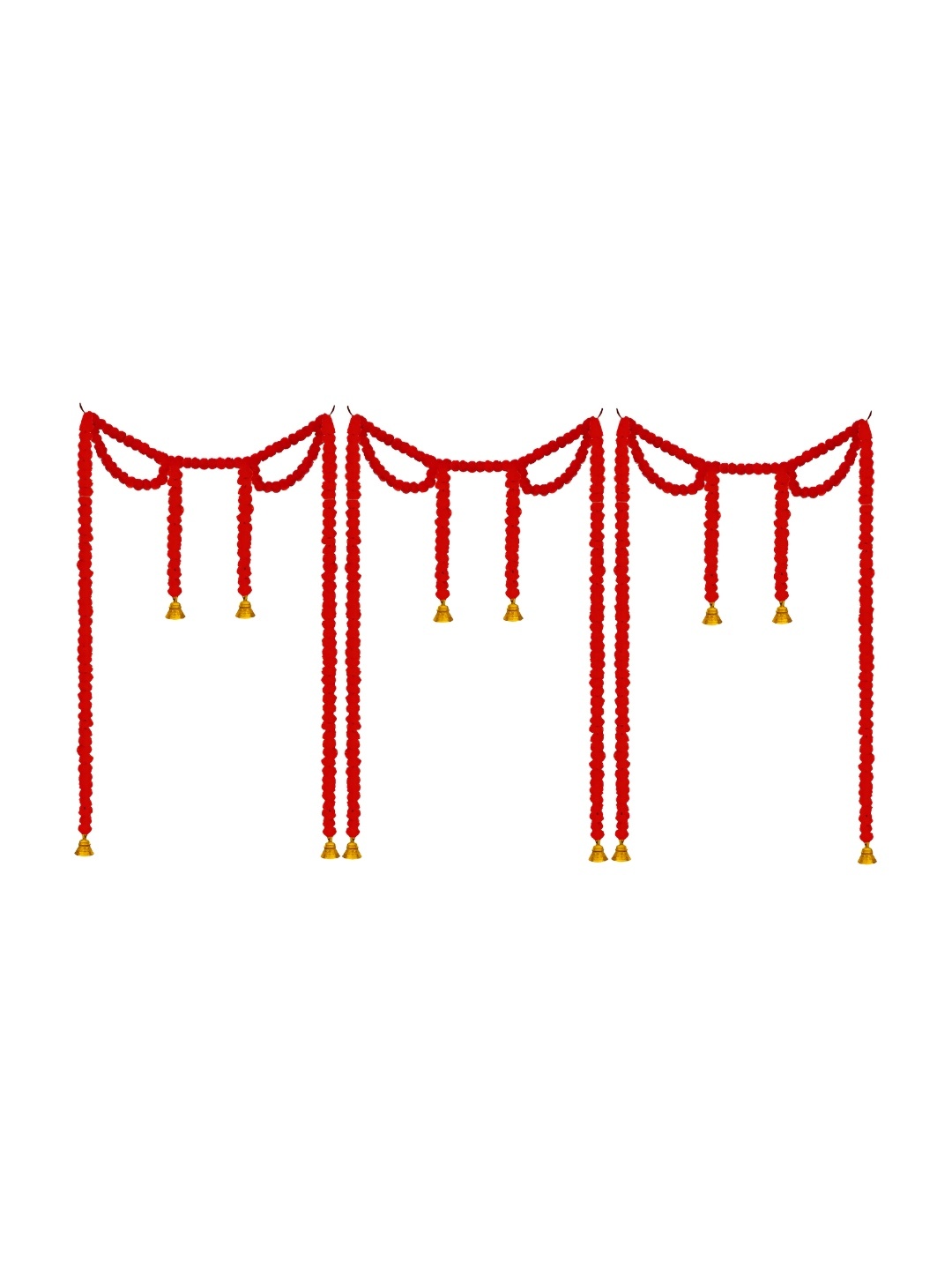 

iHandikart Red 3 Pieces Hanging Marigold Garland Artificial Flower