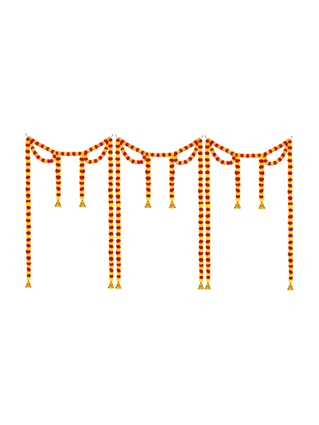 

iHandikart Yellow 3 Pieces Hanging Marigold Garland Artificial Flower, Red